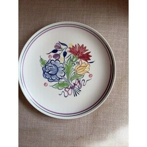 Vtg. Poole Pottery Traditional Ware Fuchsia Plate 50’s Hand Painted Ceramic